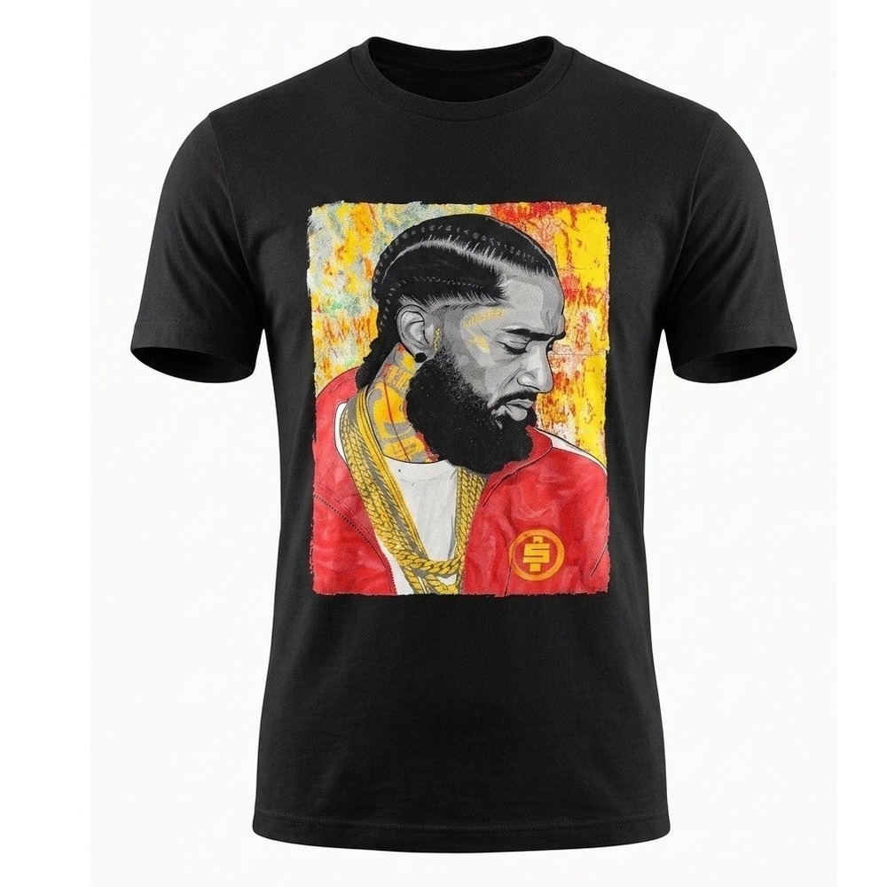 SUNA Nipsey Hussle Graphic T-Shirt Mens Medium Black Hip Hop Rap Tee Streetwear